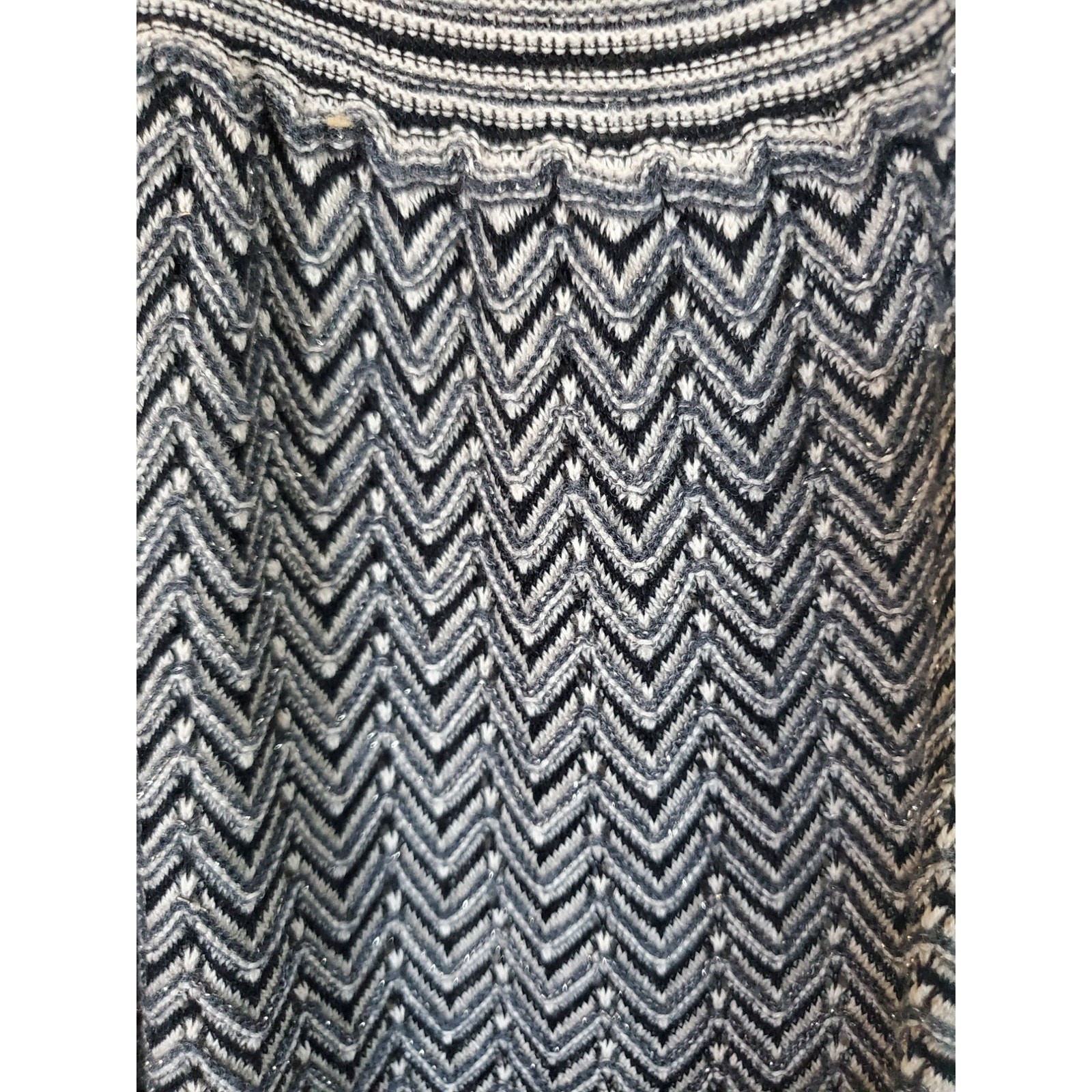 Knitted & Knotted Silver Stripe Chevron Wool Blend Sleeveless Midi Dress Medium