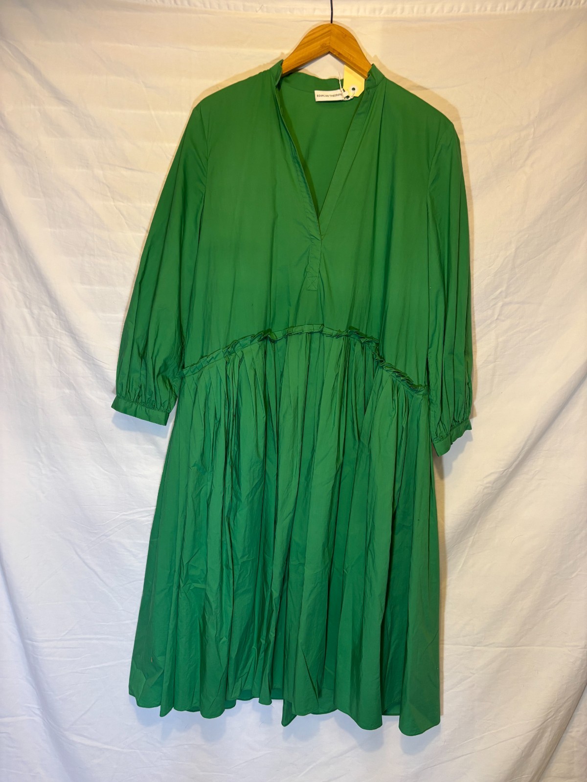 Scanlan Theodore Kelly Green Cotton Poplin Midi Dress Size 8 / US4