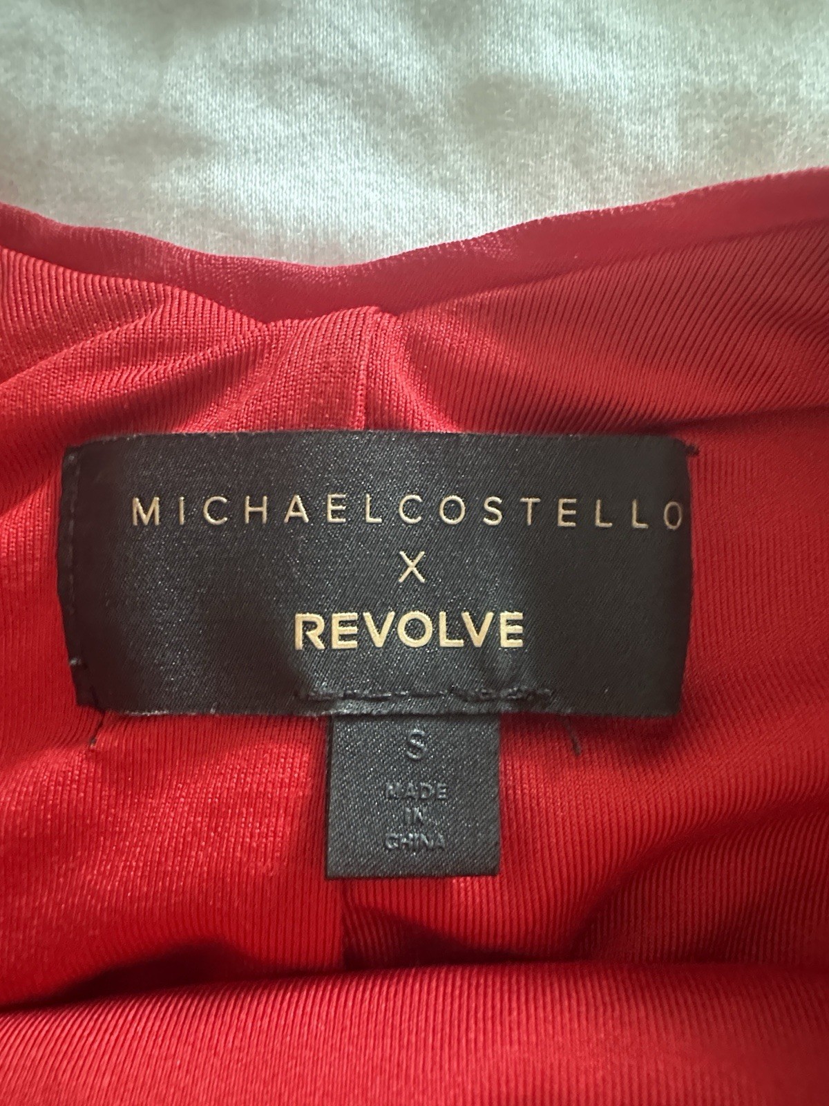 Michael Costello x REVOLVE Kai Sequin Wrap Dress Red Mini Halter Size S