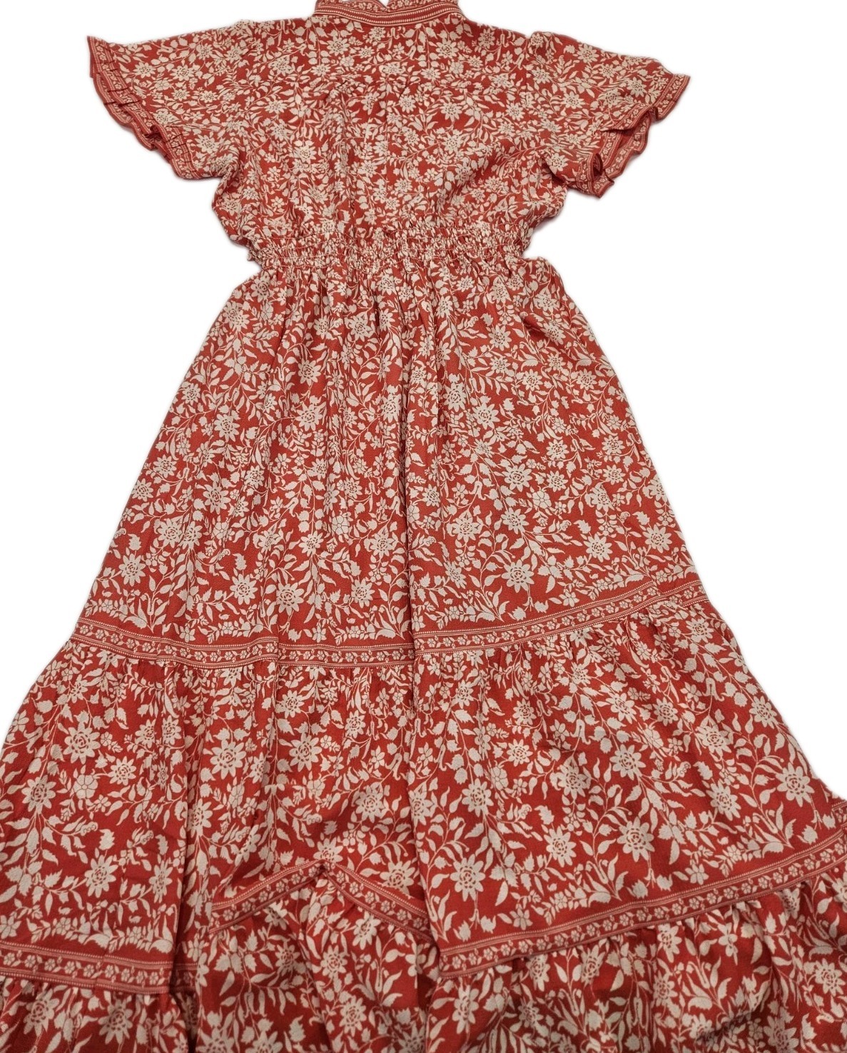 Max Studio NWT Peach Dress Flutter Sleeve Ruffled Floral Tiered Lined Women XL