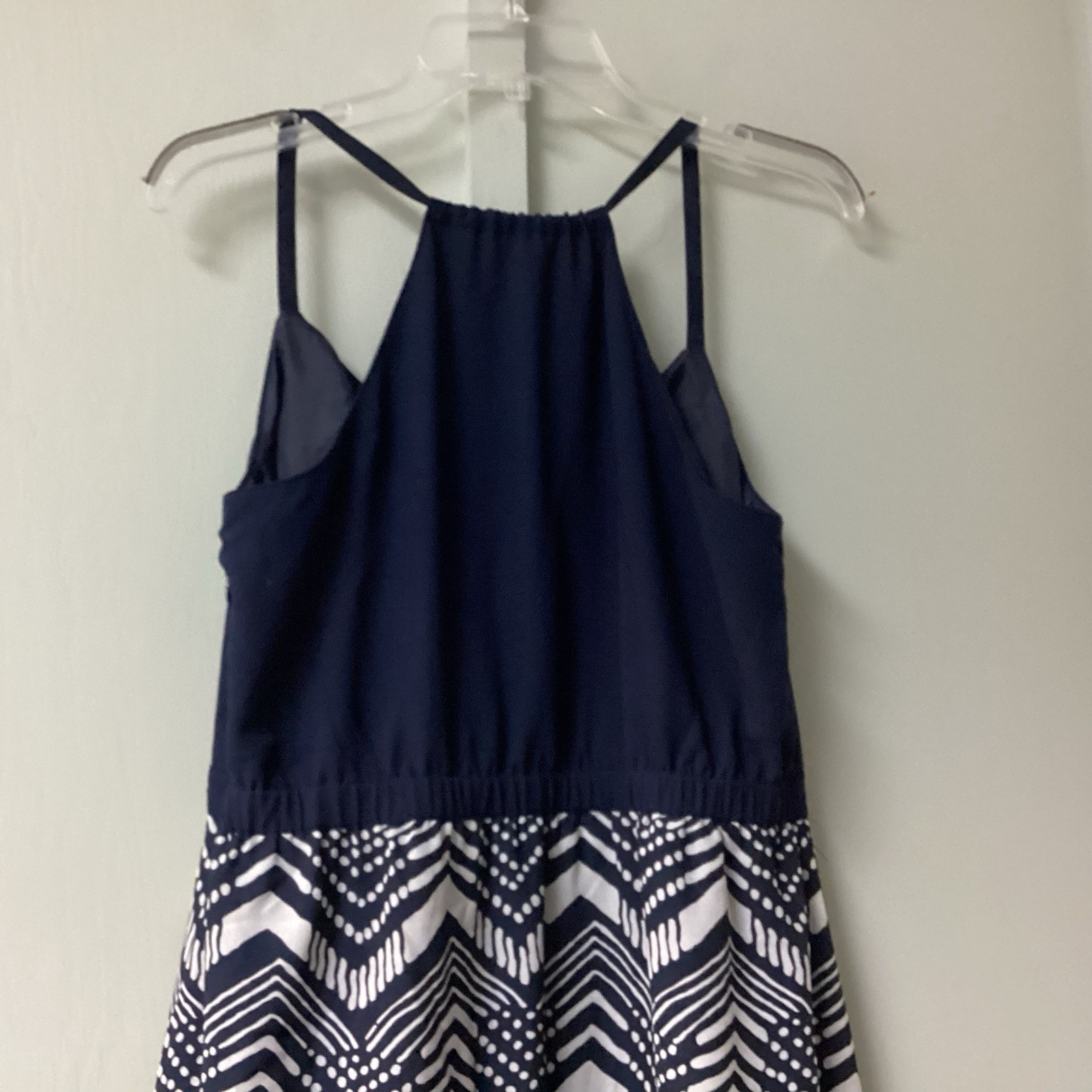 J. Crew Midi Dress Size 10 Petite Halter Polyester Slit Cut Side Zip Navy Lined