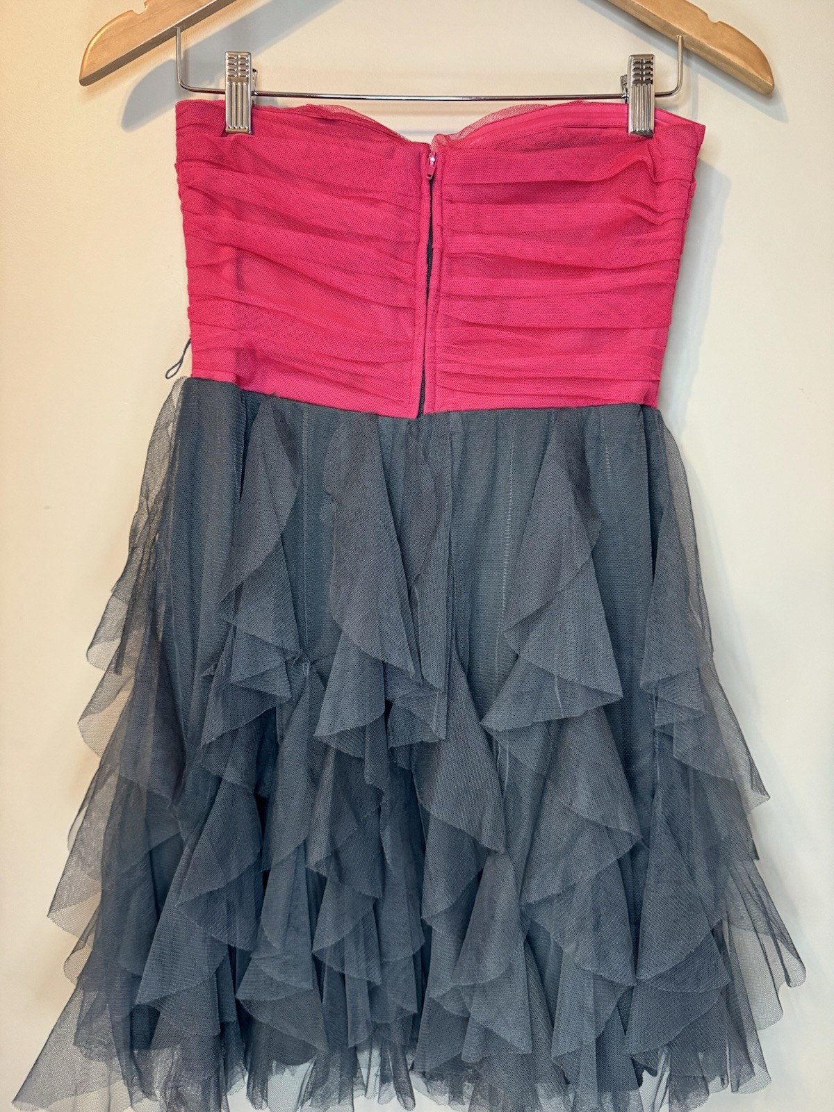 Juniors Teeze Me Strapless Tulle Ruffle Party Dance Cocktail Dress Size 7 NOBELT