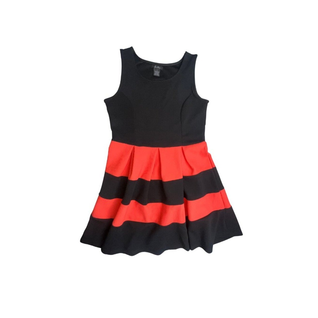 5th & Love Women’s Large Black Coral Fit & Flare Sleeveless Pleated Dress