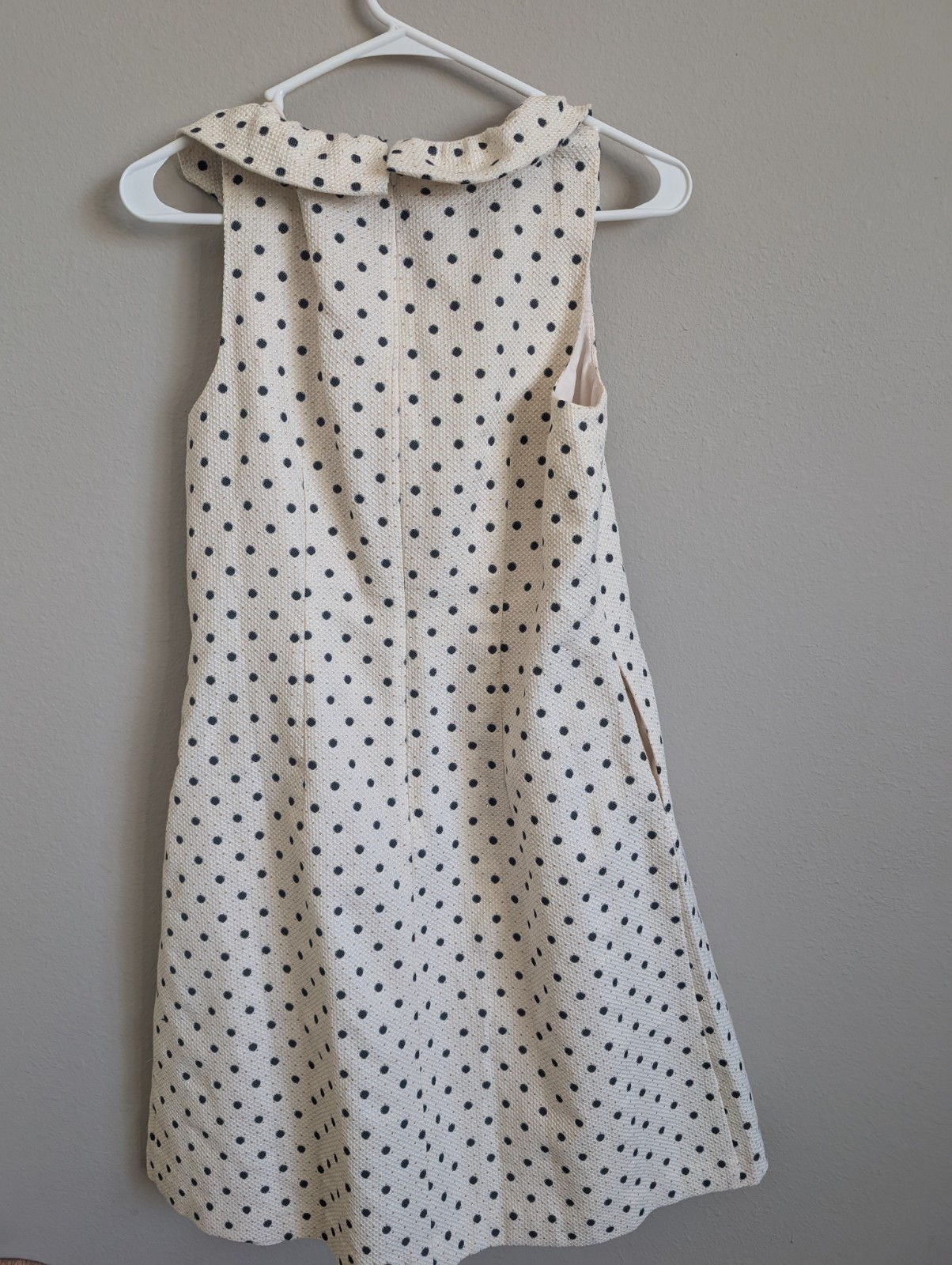 Johnston & Murphy Cream Black Mini Gold Polka Dot Fit and Flare Dress Size 6