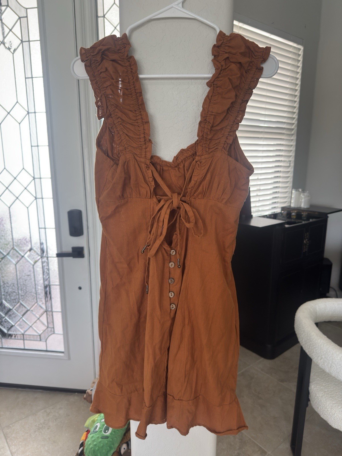 NWT Free People Like a Lady Orange Linen Blend Mini Dress Size M