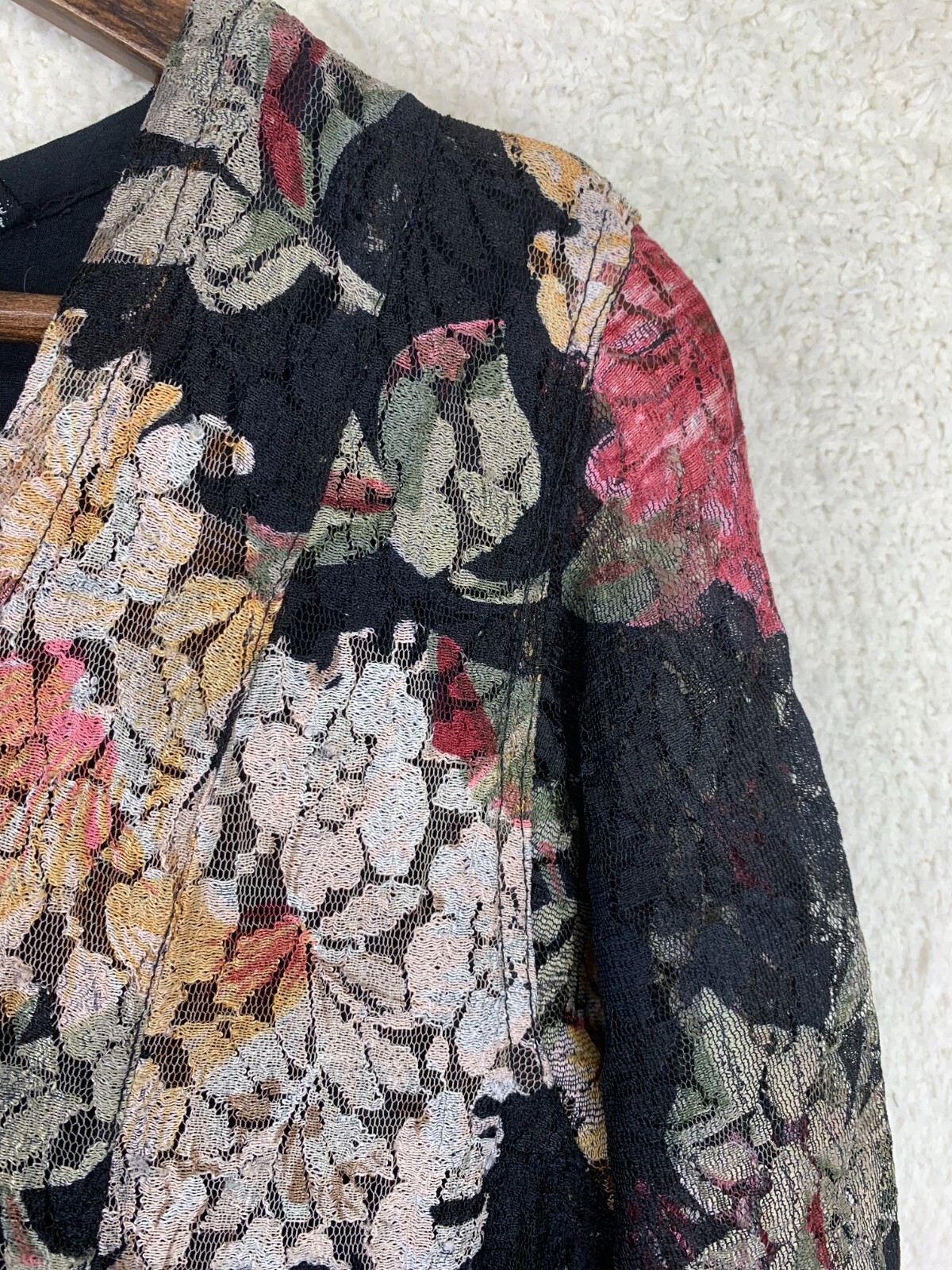 Nostalgia 90s Floral Lace Long Sleeve Maxi Dress Women M Whimsygoth Dark Cottage
