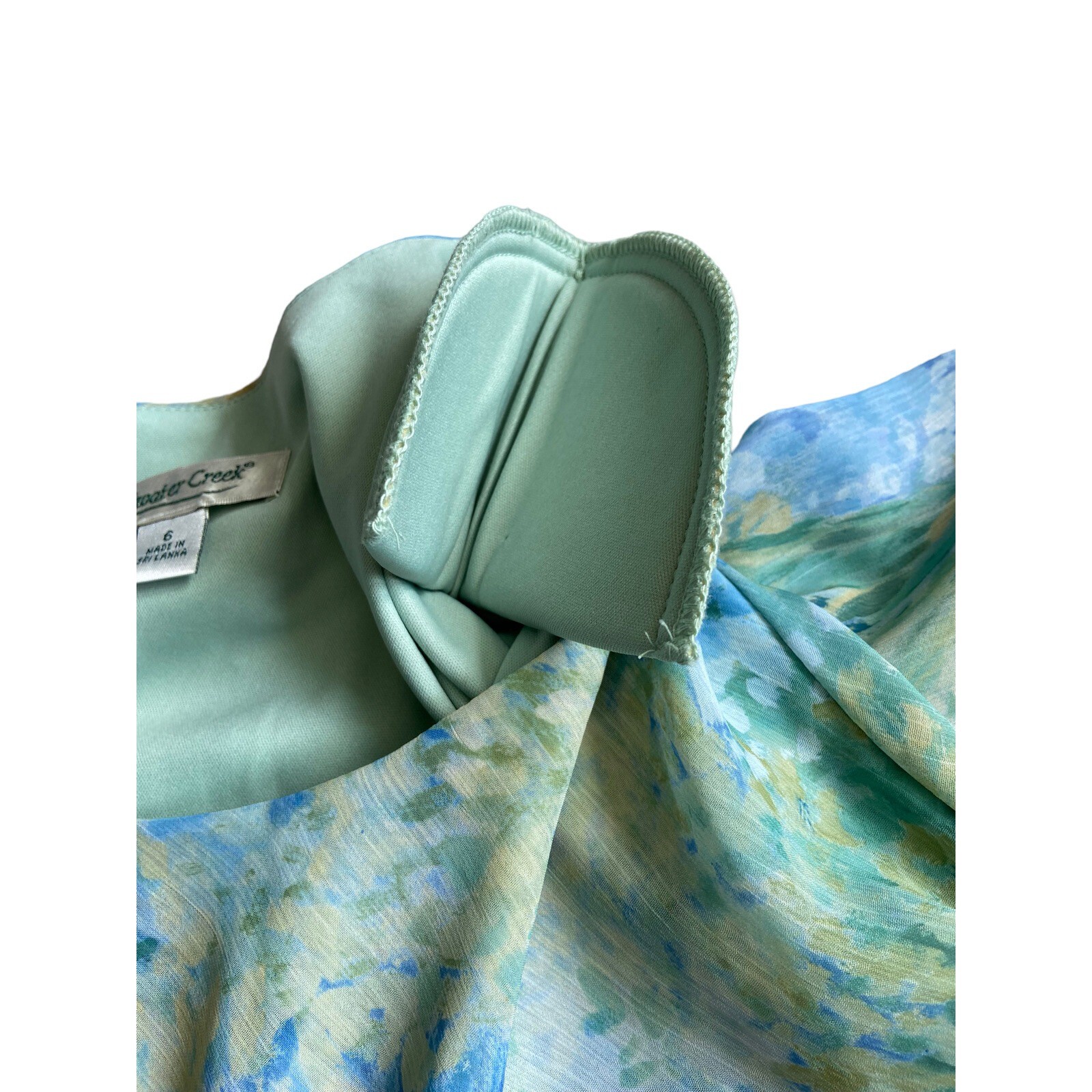 Coldwater Creek Tiered Chiffon Maxi Dress Size 6 Blue Watercolor Kentucky Derby