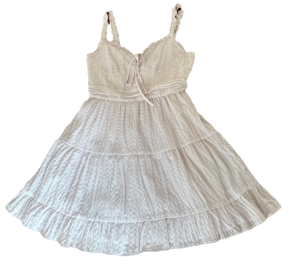 Forever 21 Lavender Tiered Mini Dress Size S Peasant Sweetheart Neckline New