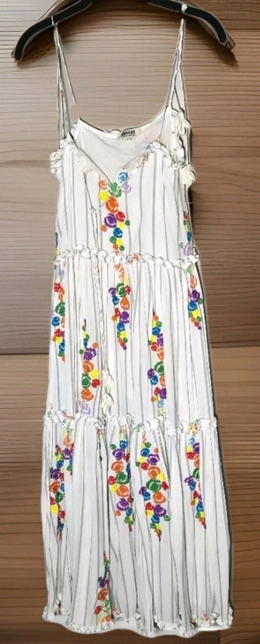 Women’s Revolve All Things Mochi Mady Small Maxi Dress Embroidered Boho Coastal