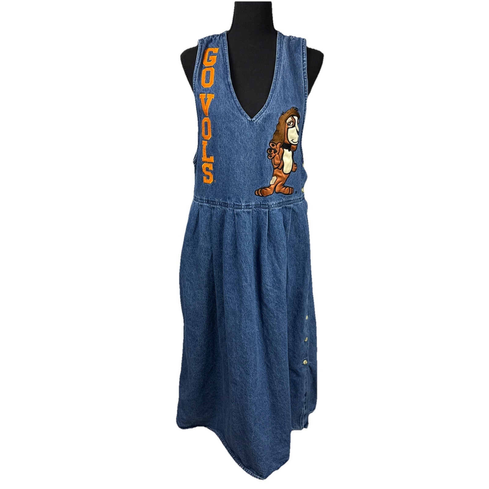 Vtg Tennessee Vols Denim Jumper Dress Size Large Old School Joe College