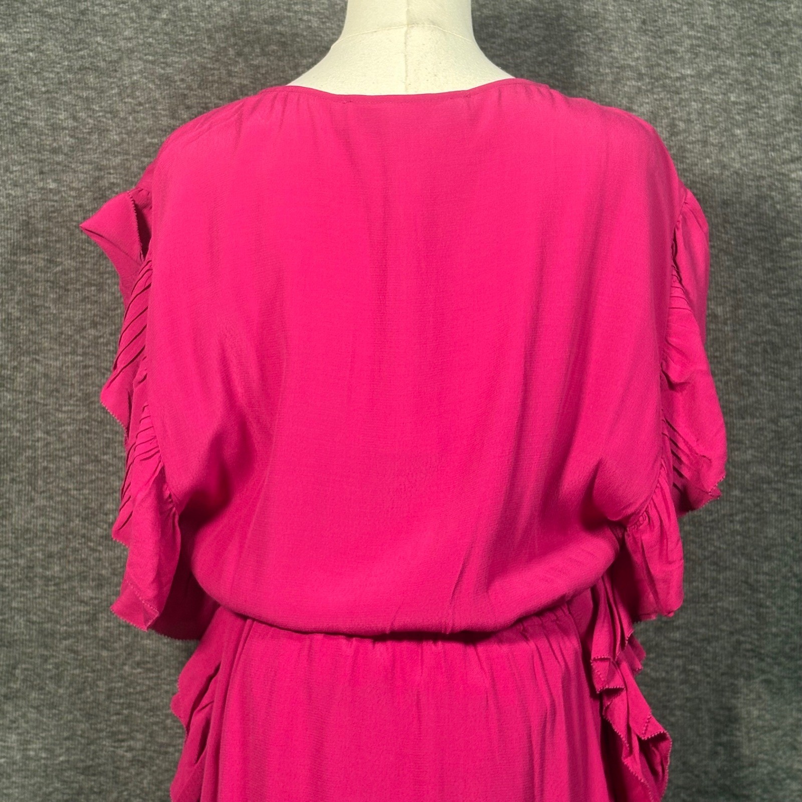 IRO Zestful Fuchsia Pink Lace Ruffle Mini Dress Size EU 38 US 6