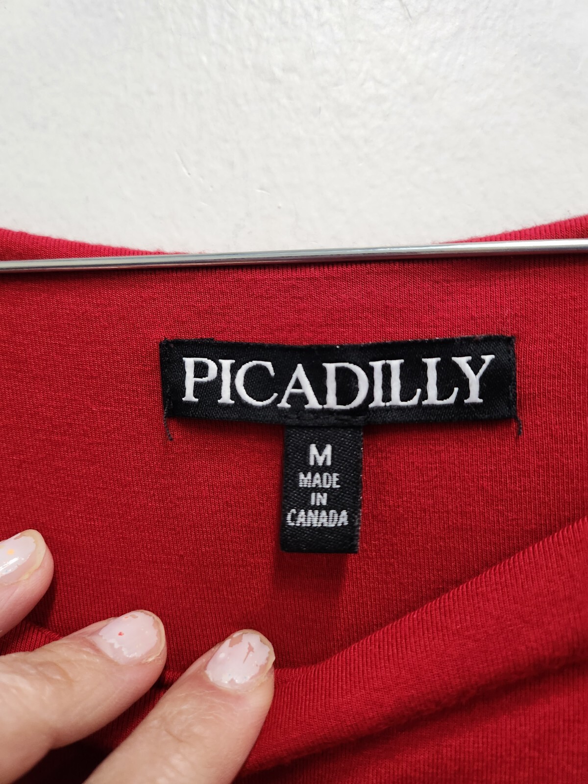 Picadilly Midi Dress Medium Red Ruched Long Sleeve Jersey Carrier Holiday Office