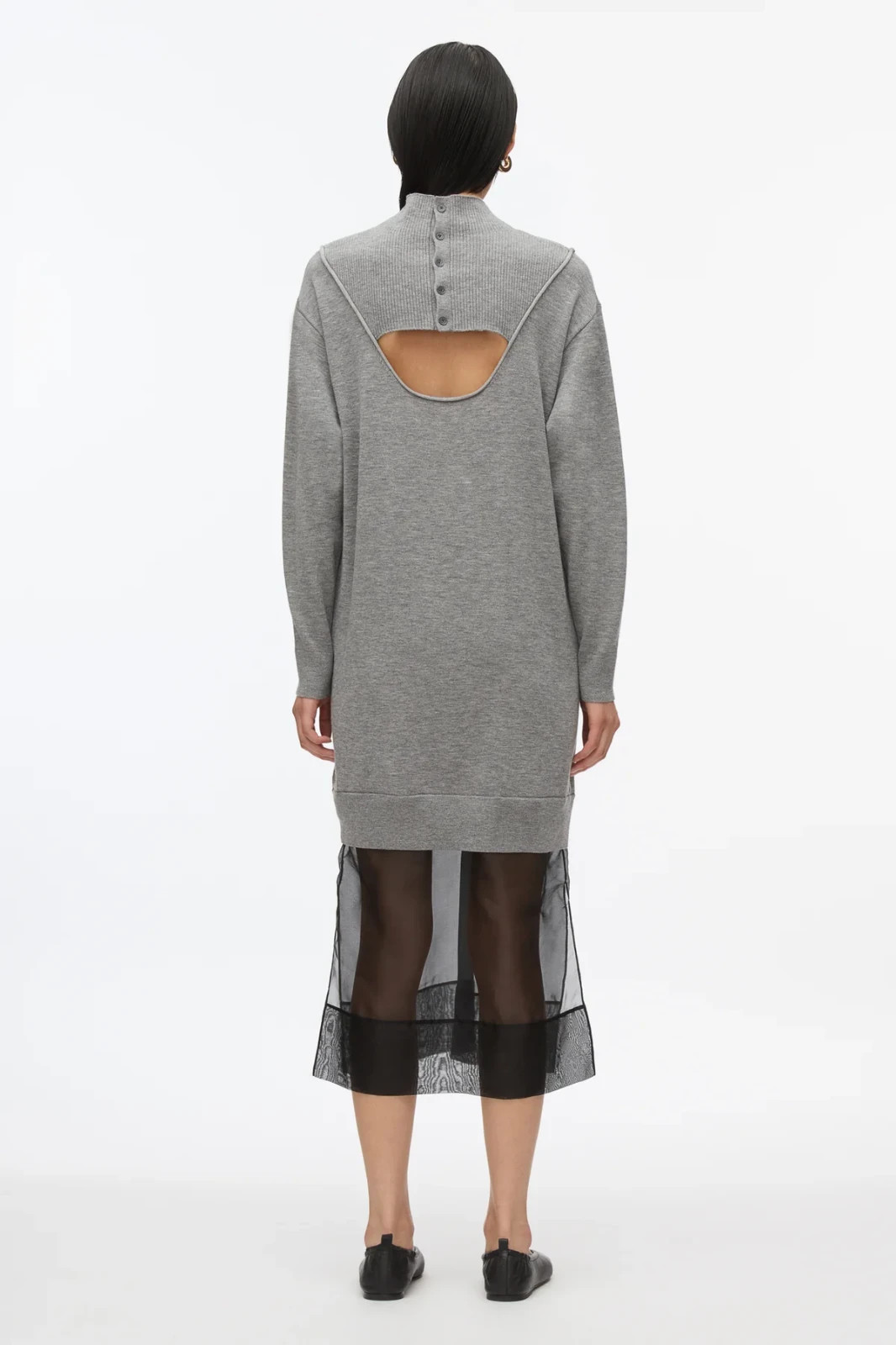 NWT Phillip Lim Women’s Gray Mockneck Knit Dress With Lace Inlay Size M