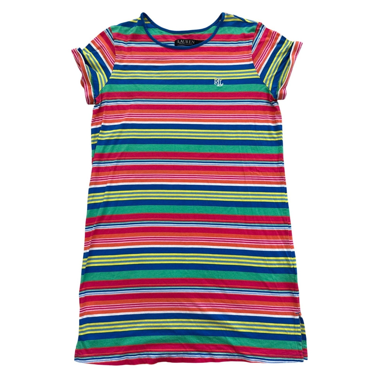 Lauren Ralph Lauren Black Label Striped T-Shirt Dress Monogram S Casual Preppy