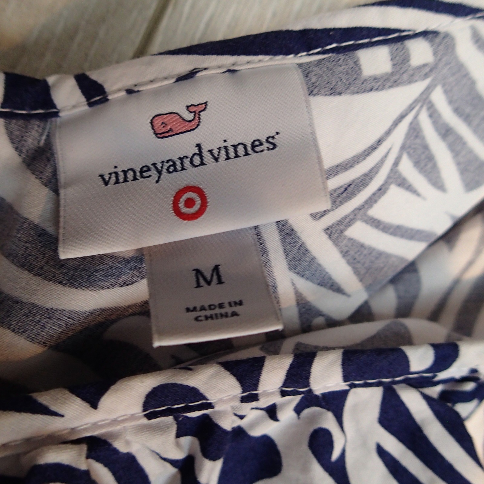 Vineyard Vines Target m Navy Blue White Nautical Cotton Dress Belted Preppy