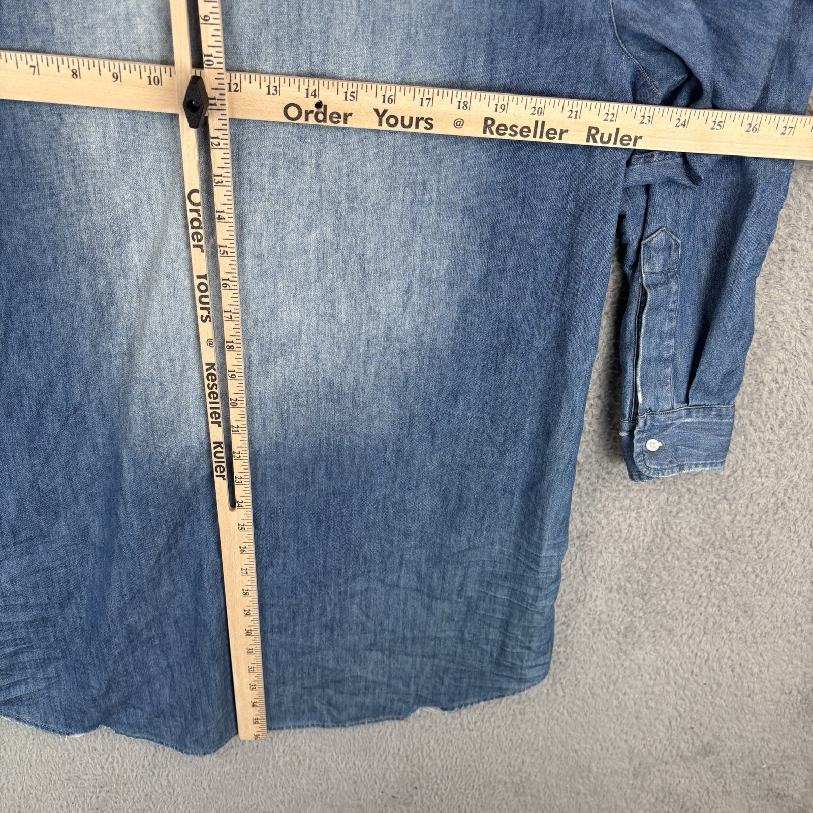 Frank & Eileen Mary Famous Denim Shirt Dress Womens Medium Dark Wash Faded