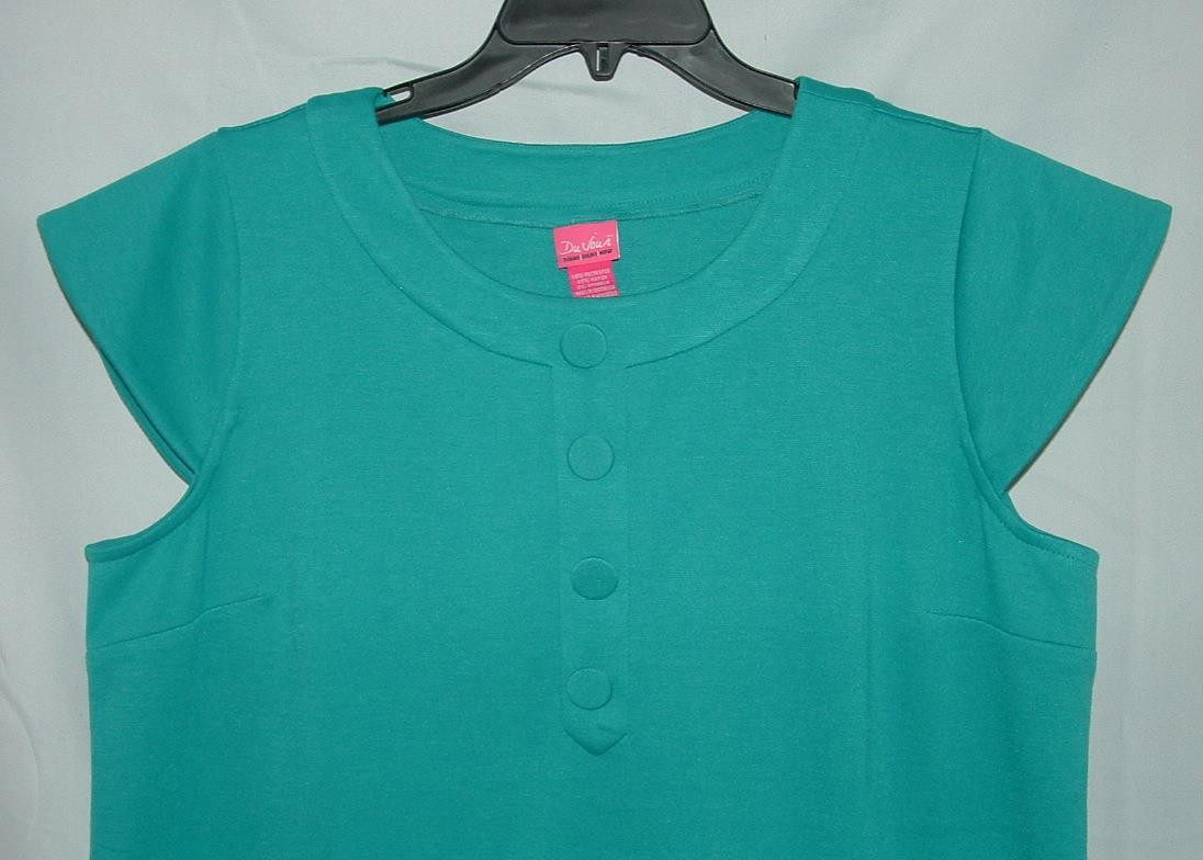 DU JOUR Teal Sz XL Soft Stretchy Cap Sleeves Mini Dress Front Pockets