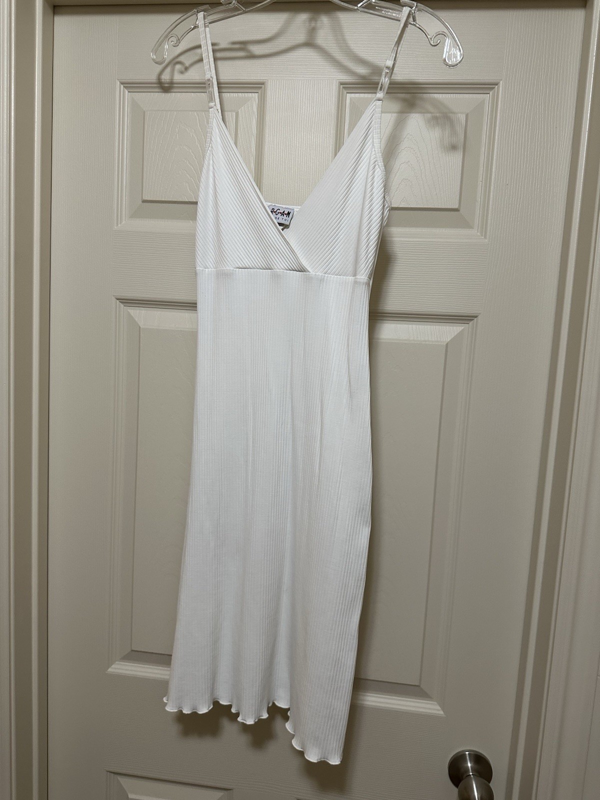 Morgan de Toi Small Cream Color Non Adjustable Spaghetti Strap Dress