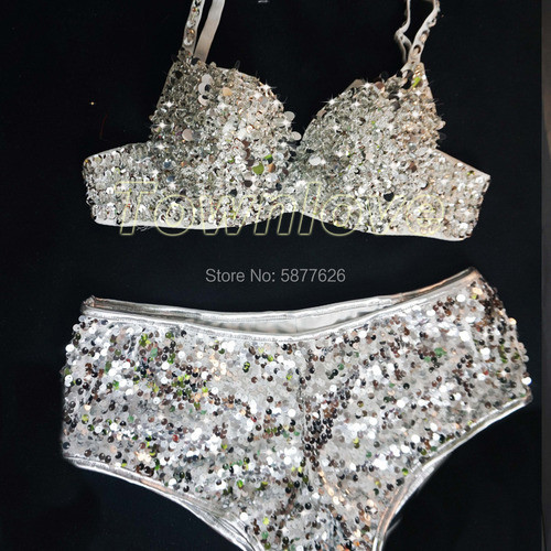Nightclub DS Female Singer Stage Dance Costume Mirror Ball Helmet Party Wear