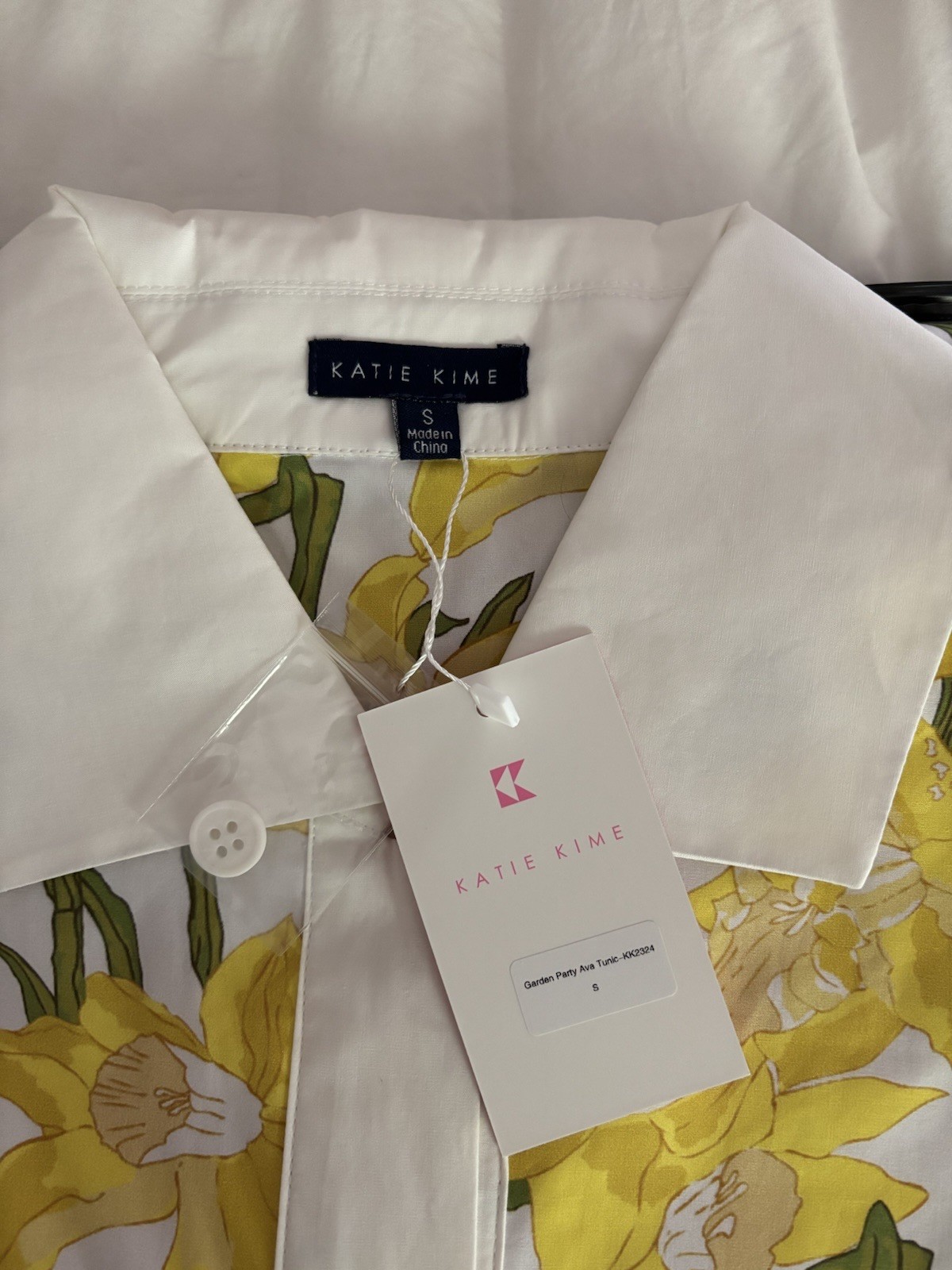 NEW Katie Kime Garden Party Ava Tunic Dress Small Yellow Daffodil Shift Mini NWT