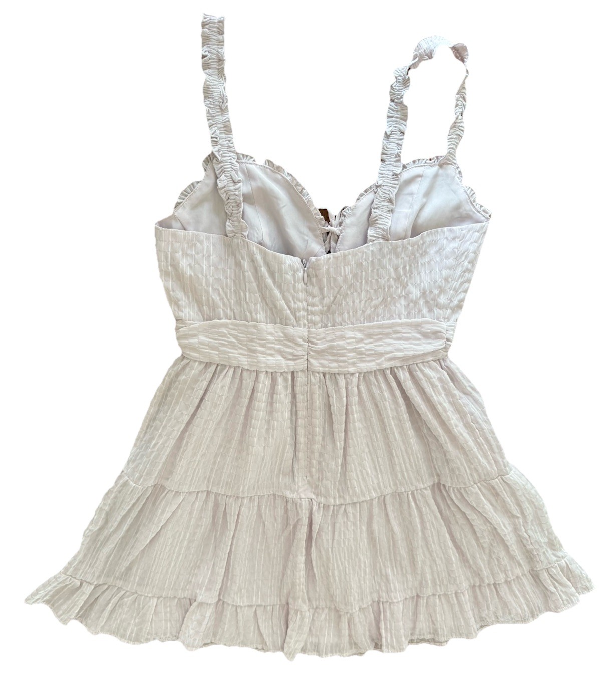 Forever 21 Lavender Tiered Mini Dress Size S Peasant Sweetheart Neckline New