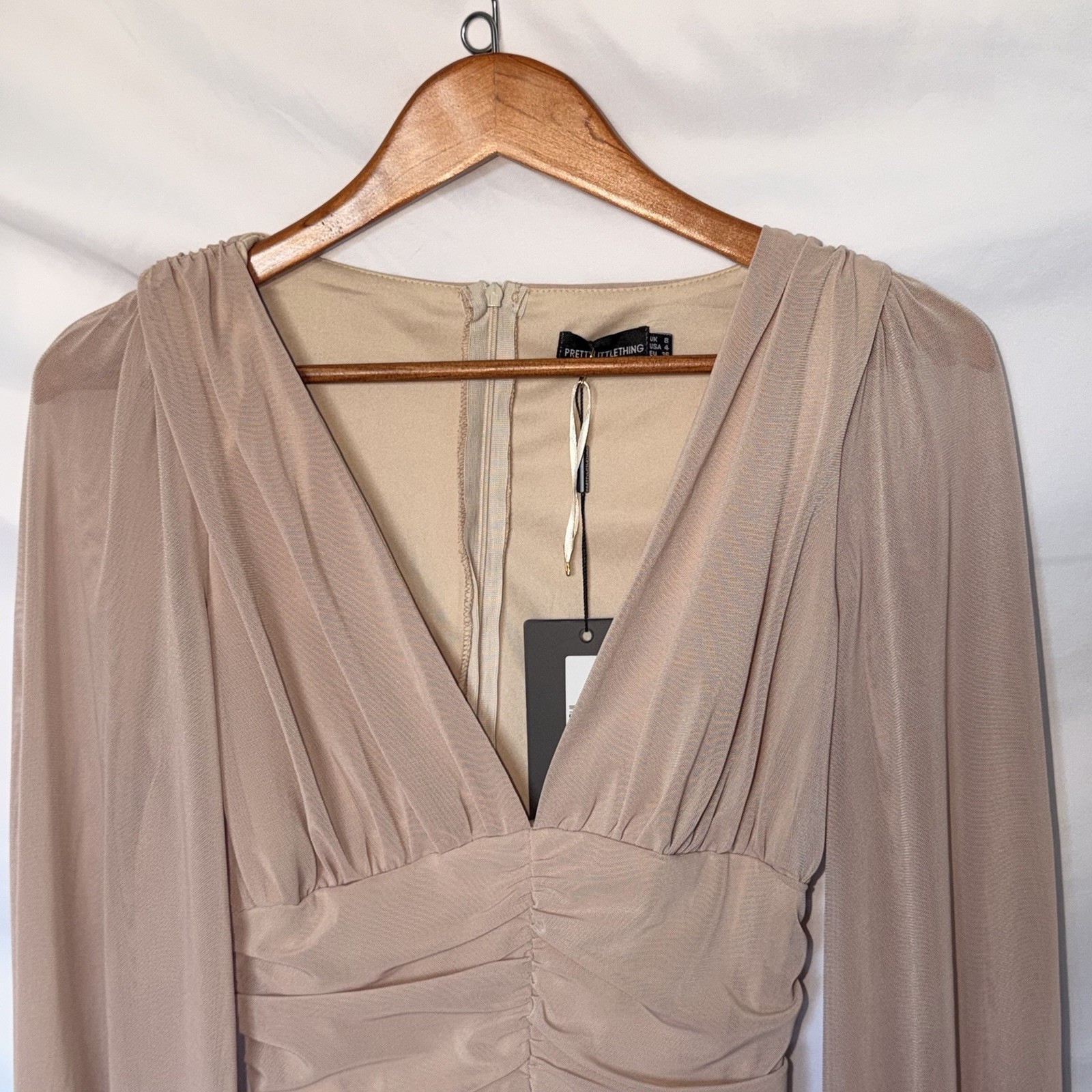 Brand New With Tags PLT Stone Mesh Balloon Sleeve Y2K Mini Bodycon Dress Size 4