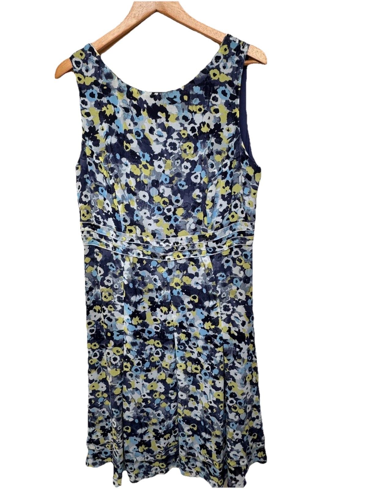 Monsoon summer dress 16. Blue, white and yellow pattern. Lined
