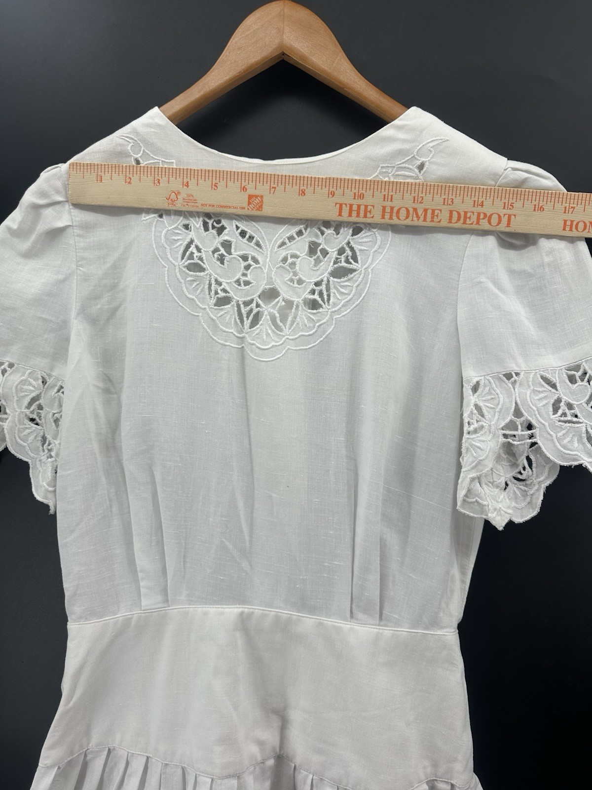 VTG Connection Linen Batterberg Lace Dress 10 Cottagecore Prairie Romantic HH21