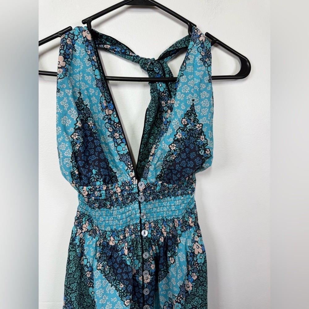 Shoshanna Blue Reef Multi Halter Maxi Dress