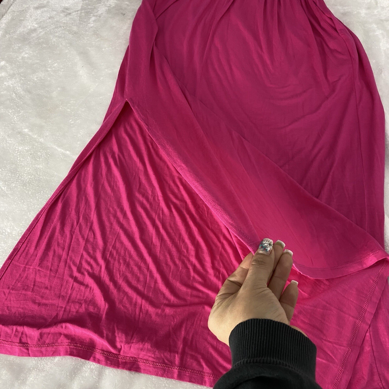 NY&C Pink Pullover Knit Pocketed Maxi Dress Womens Size XS Casual Off Shoulders