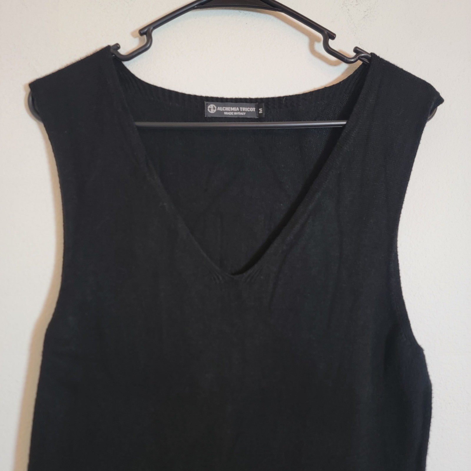 Alchemia Tricot Made in Italy Medium Black Sleeveless Maxi Knit Dress Minimalist