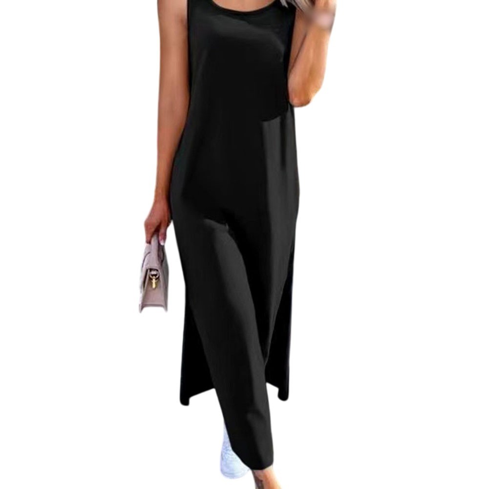 Women’s Openwork Sleeveless Slit Vest Dress Over The Knee