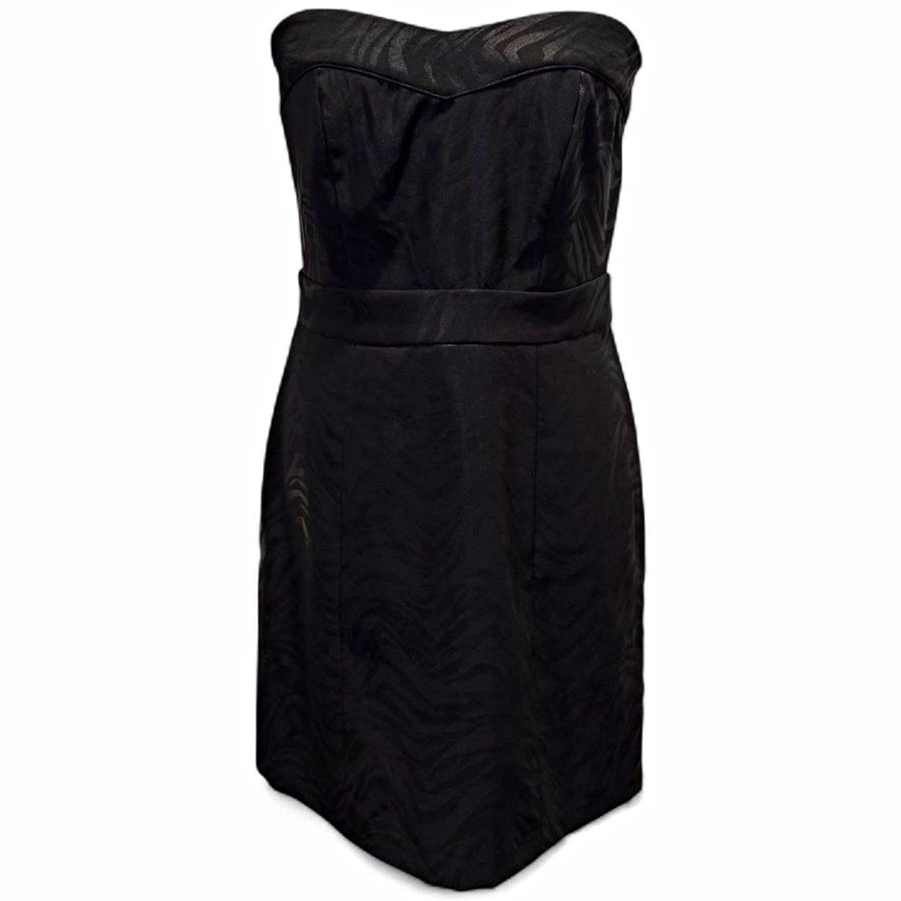 Wet Seal Women’s Black Zebra Animal Print Strapless Sweetheart Sheath Dress L