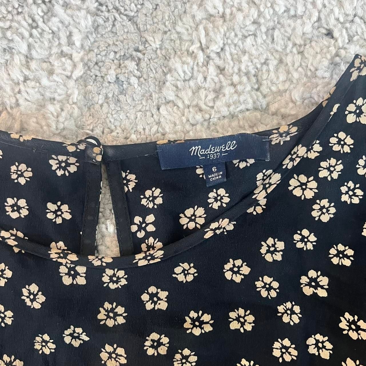Madewell 100% Silk Black Floral Mini Dress Size 6