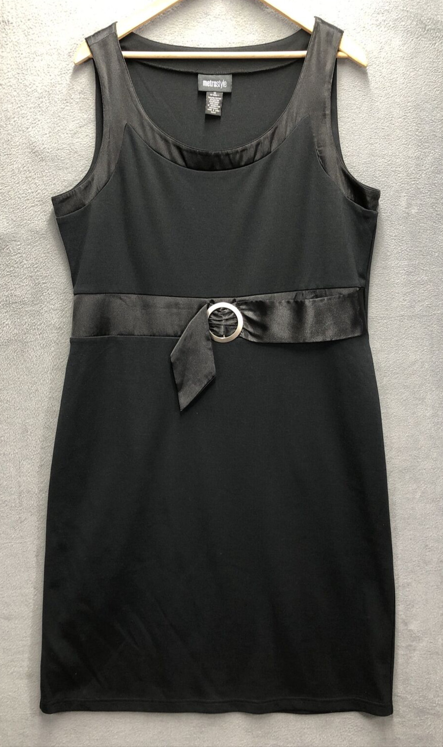 Metrostyle Women’s Dress Size 18 Black Contrast Fabric Stretch Satin Trim