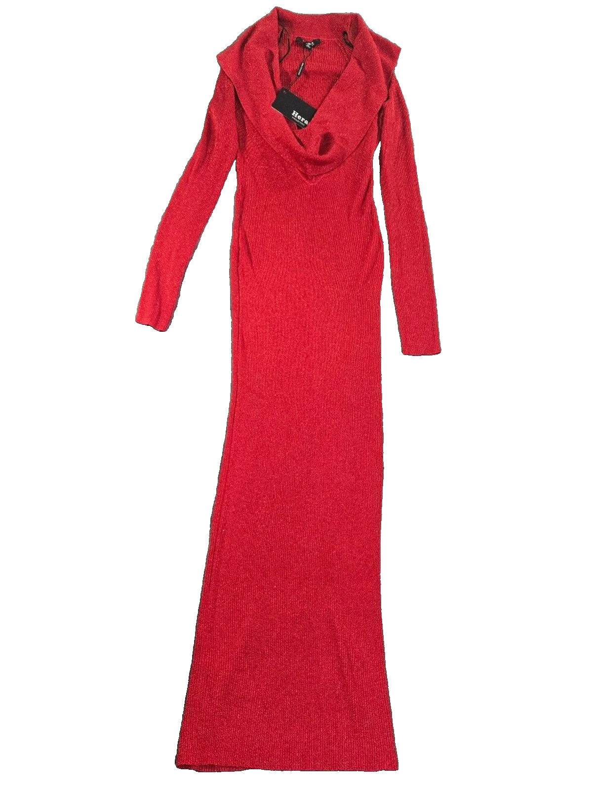 Hera Collection Red Long-Sleeve Maxi Dress with Cowl Neck