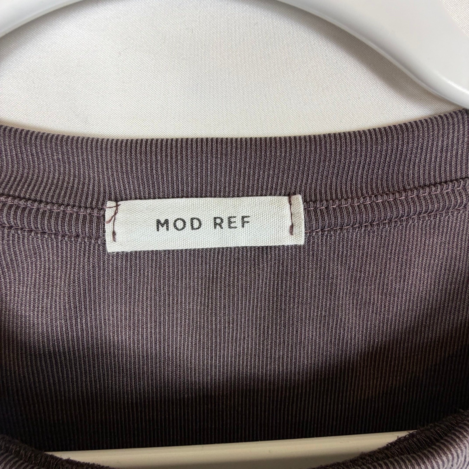 MOD REF Twist Front Knot T Shirt Dress Women Sz 15 Charcoal Purple Ribbed Cutout