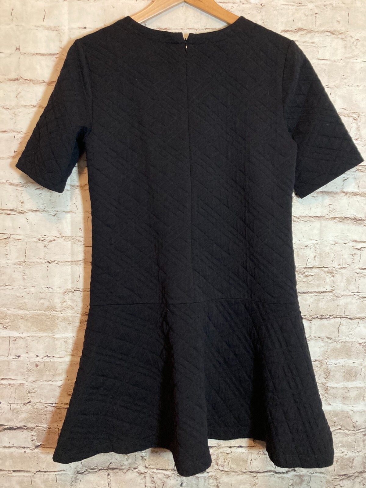 LOFT Quilted Dress Womens Small Black LBD Fit & Flare Cotton Stretch Capsule