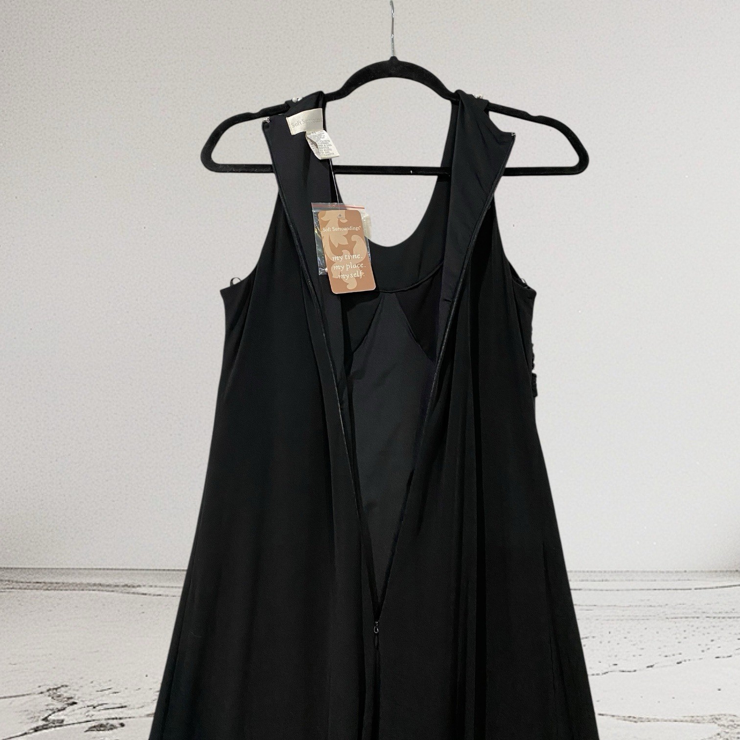 Soft Surroundings Black Beaded Maxi Dress Size XS Elegant Summer Party Event NWT