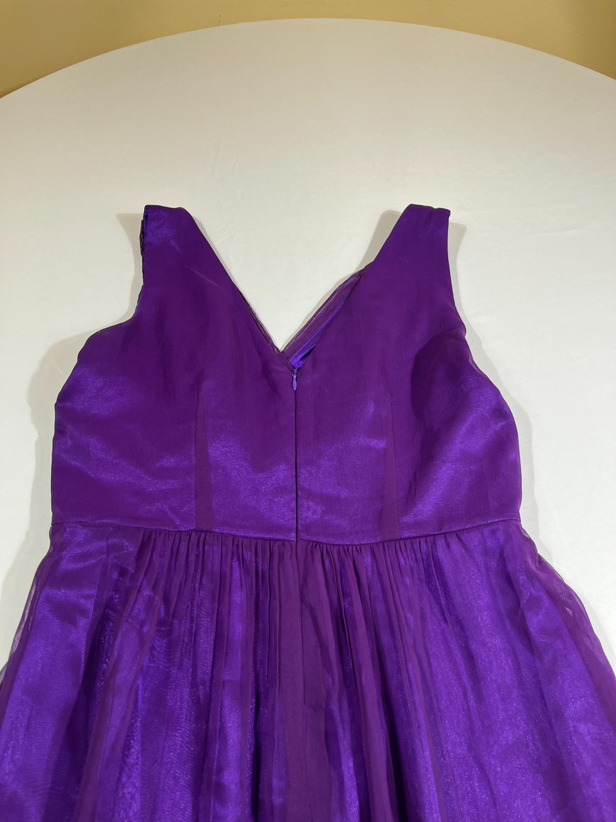 Deep Purple Chiffon Maxi Dress Ruched V Neck Evening Gown Whimsygoth Prom 15.5