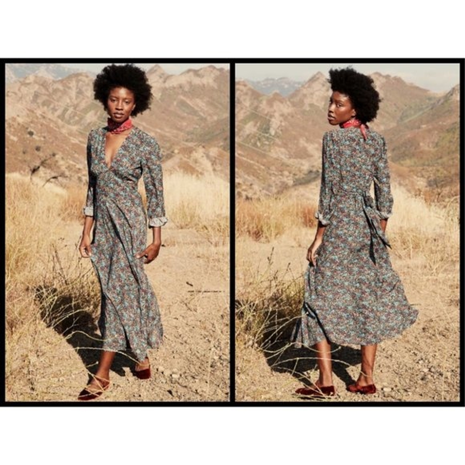 💕DOEN💕 Charleston Dress ~ Navy Lady Bird Floral Long Sleeve Cotton XS NWT