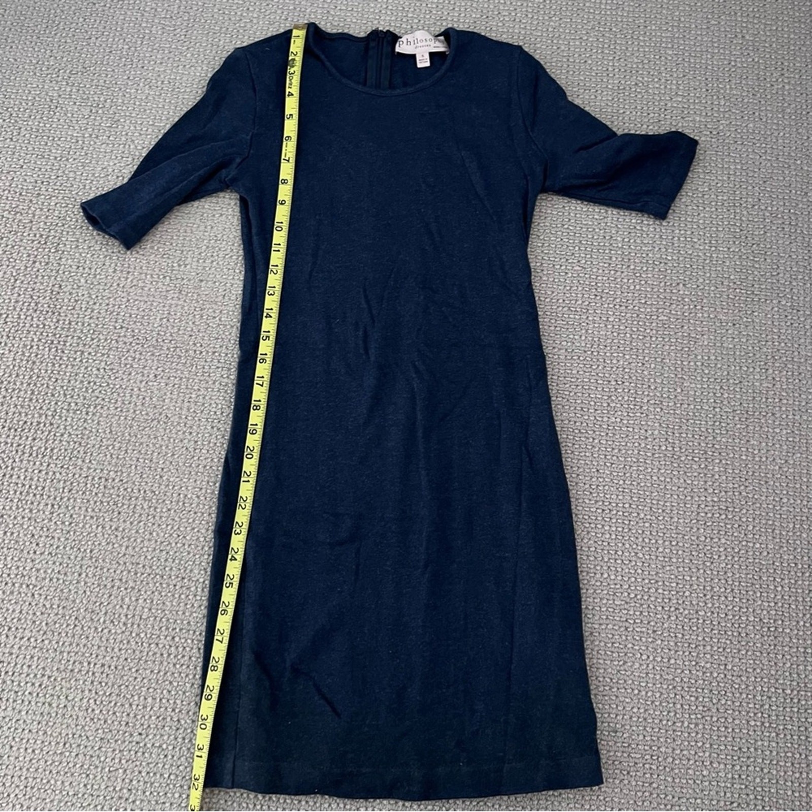 Philosophy navy rayon & spandex blend heather business casual dress S