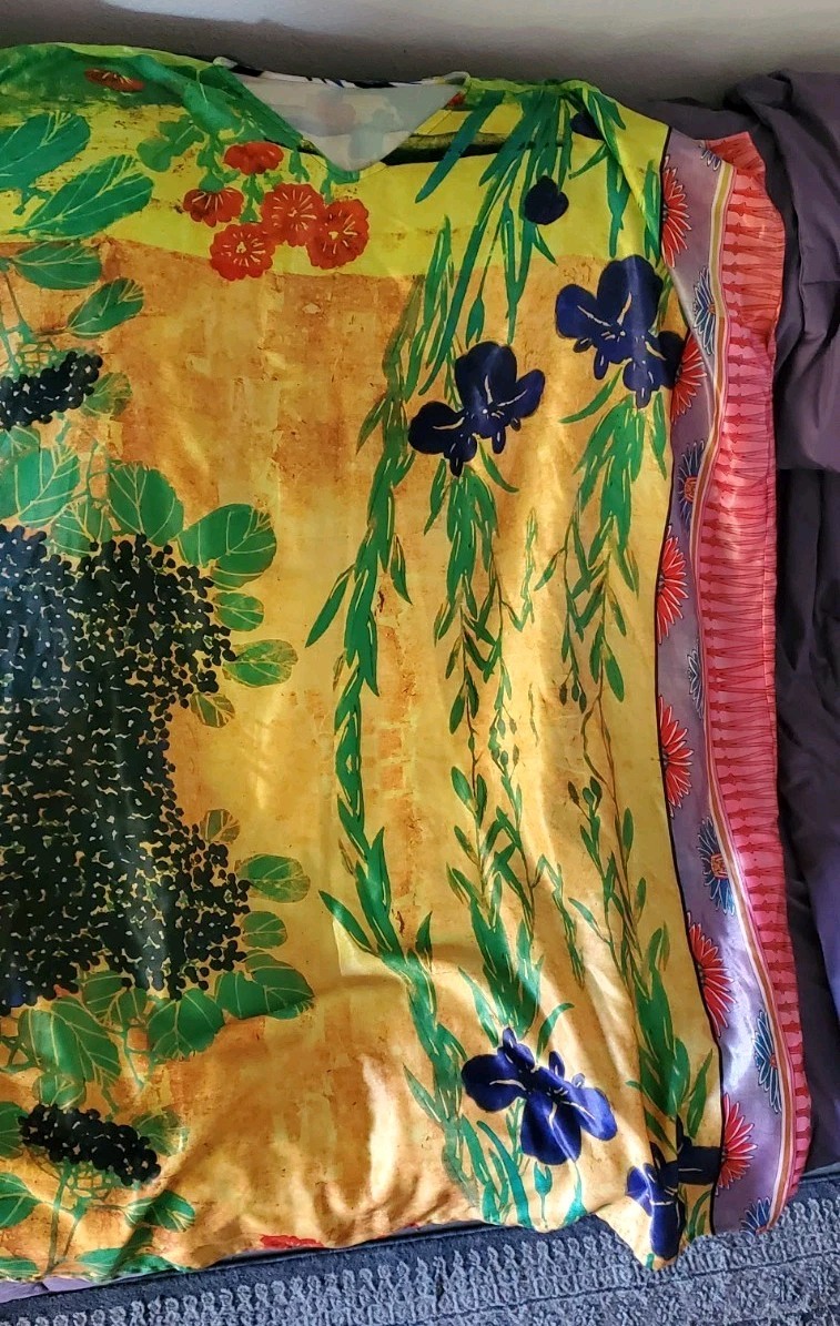 Mumu Maxi Dress Kaftan Muumuu Silky Caftan OS Lounge VTG