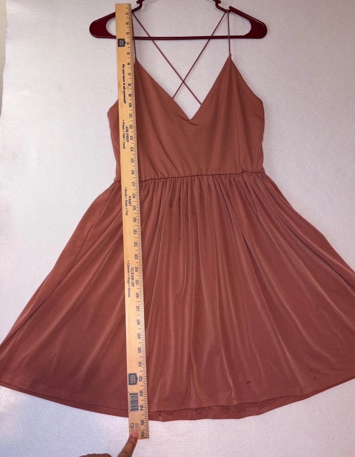 Forever 21 Womens Rust Terracotta V-Neck Crisscross Back Mini Dress Large