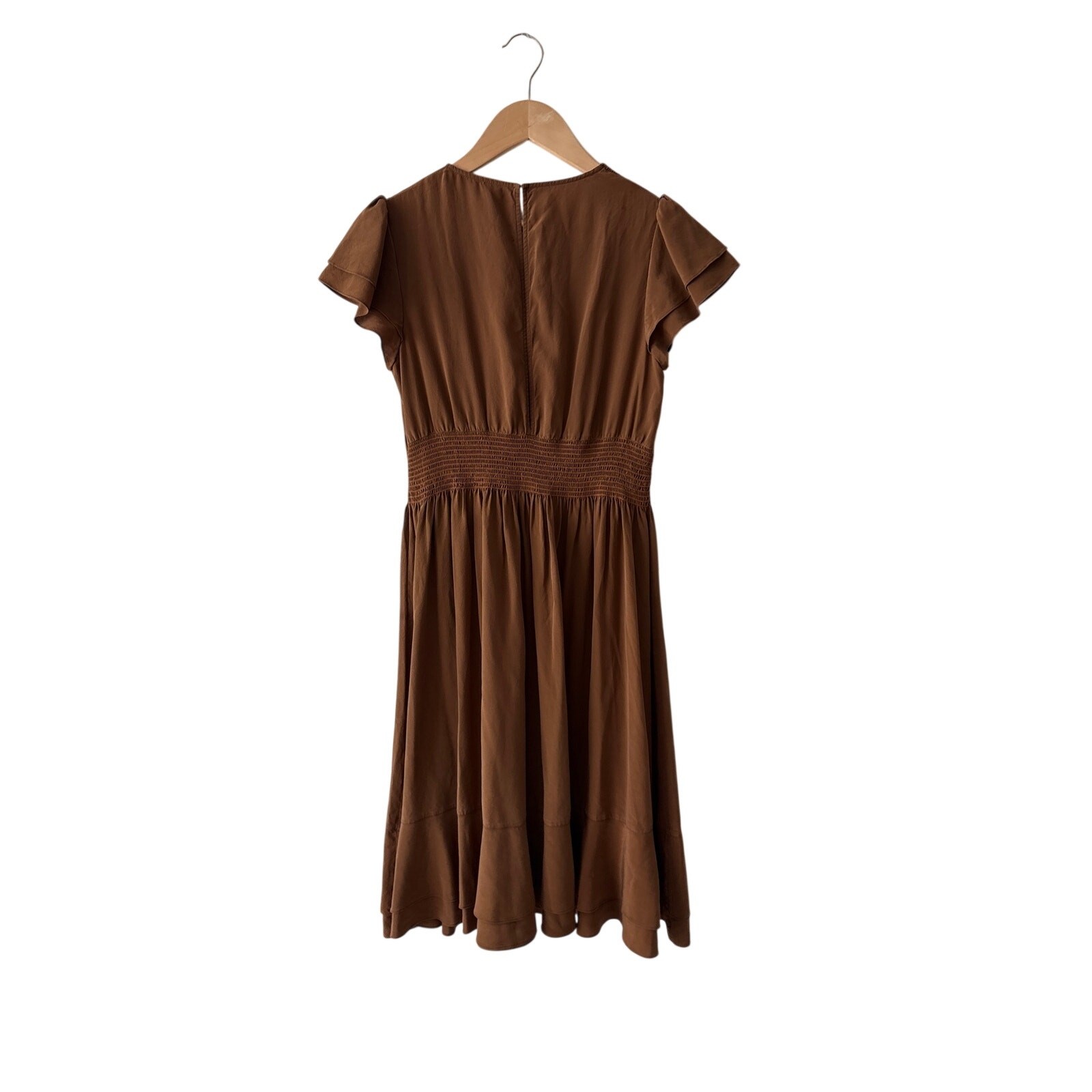 Frye Brown Silky Prairie Dress Size 6 Cottagecore Milkmaid Boho Western