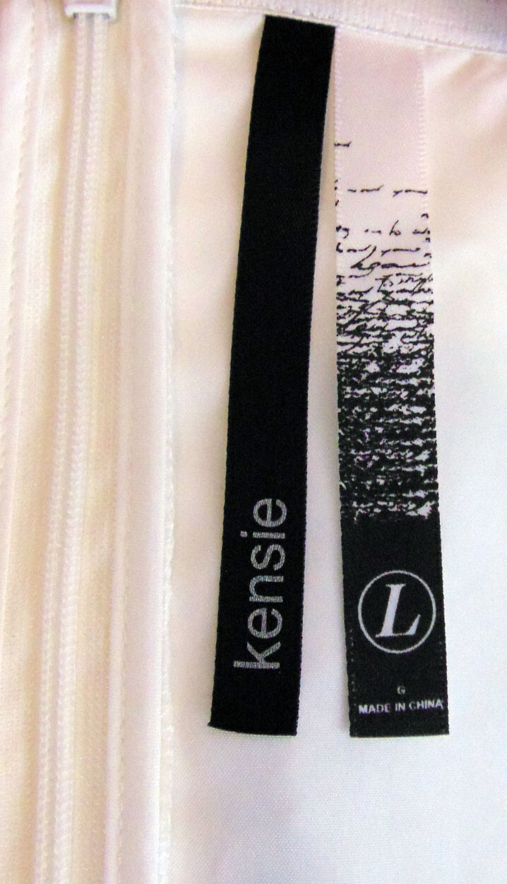 Kensie – Ivory Shiny Circle Pattern Open Back Dress – Size L (NEW)