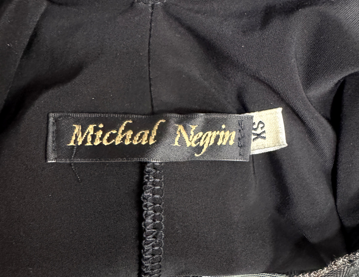 Michal Negrin Length Black Dress With Colorful Flowers Dress Size – XS –