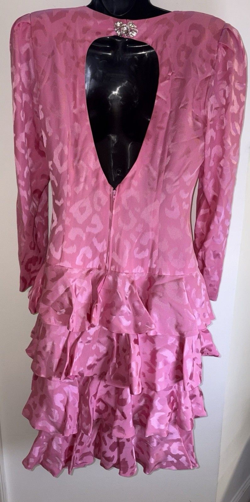 VTG A.J. Bari 100% Silk Drop Waist Ruffle Dress Sz 10