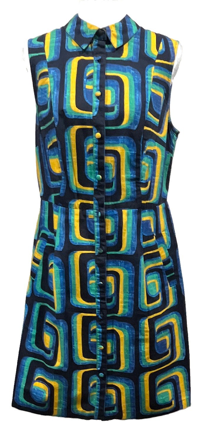 Boden Multicolor Abstract Print Dress 8 Cotton Workwear Summer Luxury Casual