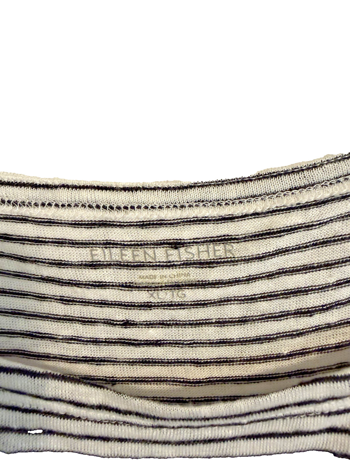 EILEEN FISHER Organic Linen Striped 3/4 Sleeve Dress Size XL White Black
